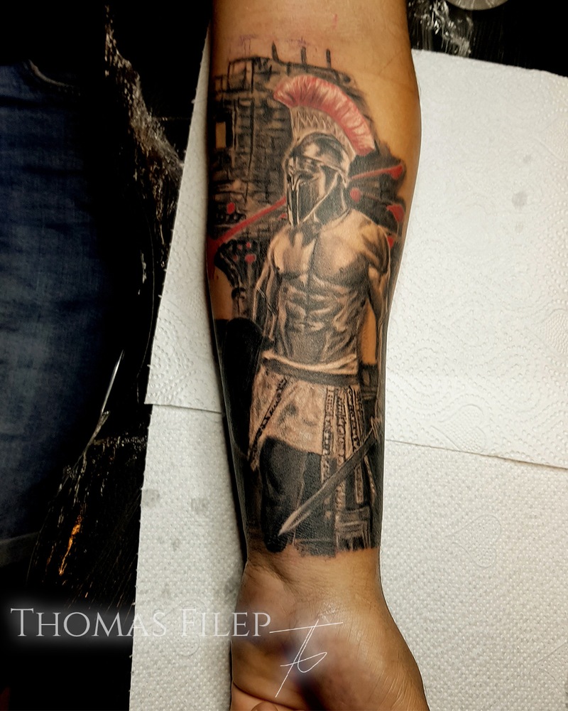 Portrait Of Young Bodybuilder Man With Tattoo Of A Roman Gladiator HighRes  Stock Photo  Getty Images